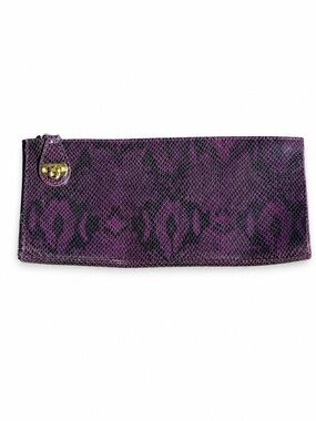 Kate Landry Purple Snakeskin Print Clutch | Floral Lining | Gold Hardware